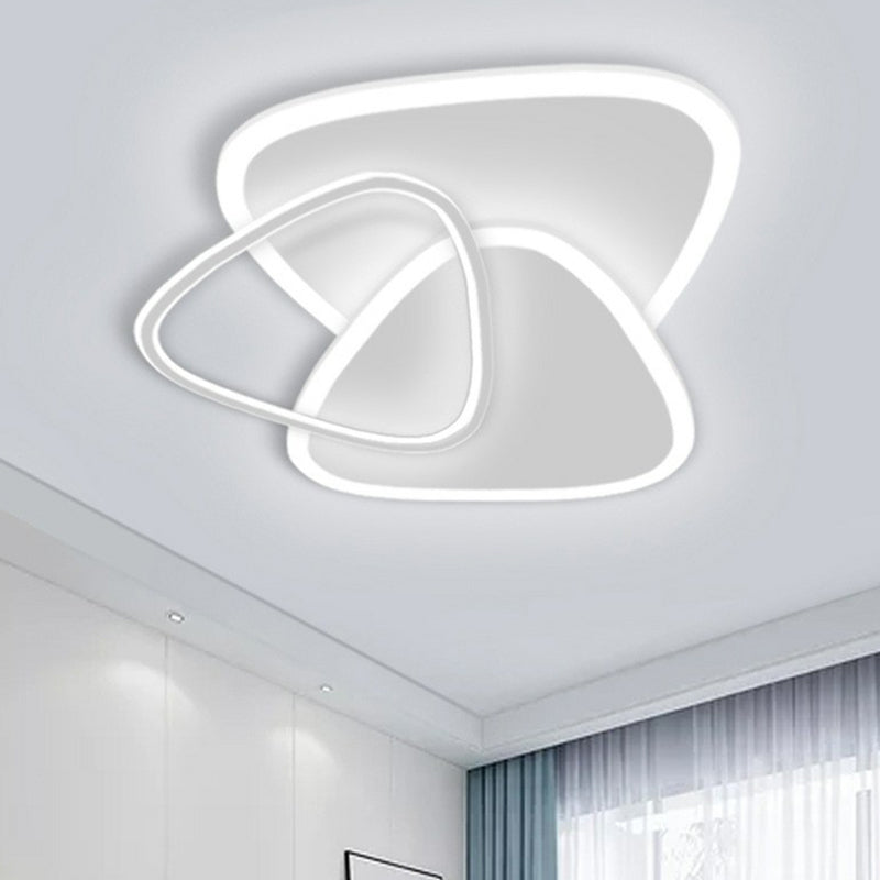 Sleek Triangle Shaped Flush Mount Light Modern Led Ceiling Fixture For Bedroom In White