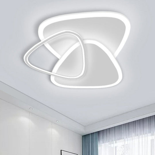 Modern Triangular Led Flush Ceiling Light For Bedrooms In White /