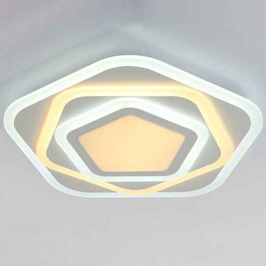 Ultra-Thin Acrylic Pentagonal Led Flush Mount Light - Minimalist White Fixture / 14 2 Color