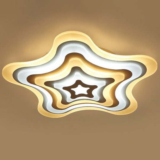 Contemporary Ultra-Thin Starfish Acrylic Led Flush Mount Light White Flushmount Ceiling Fixture For