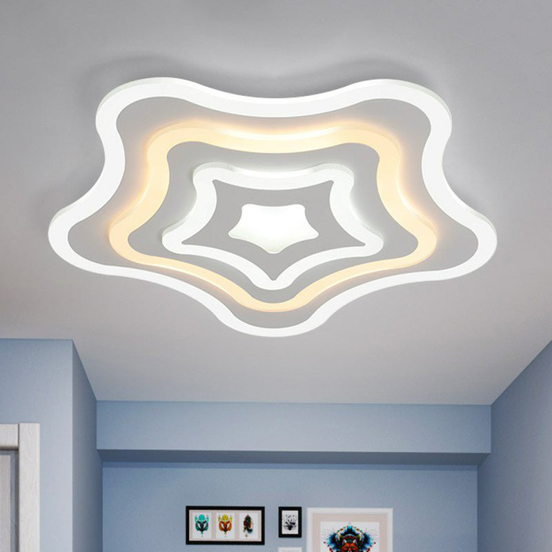 Modern Ultra-Thin Led Flush Mount Ceiling Light In White For Living Room - Starfish Style