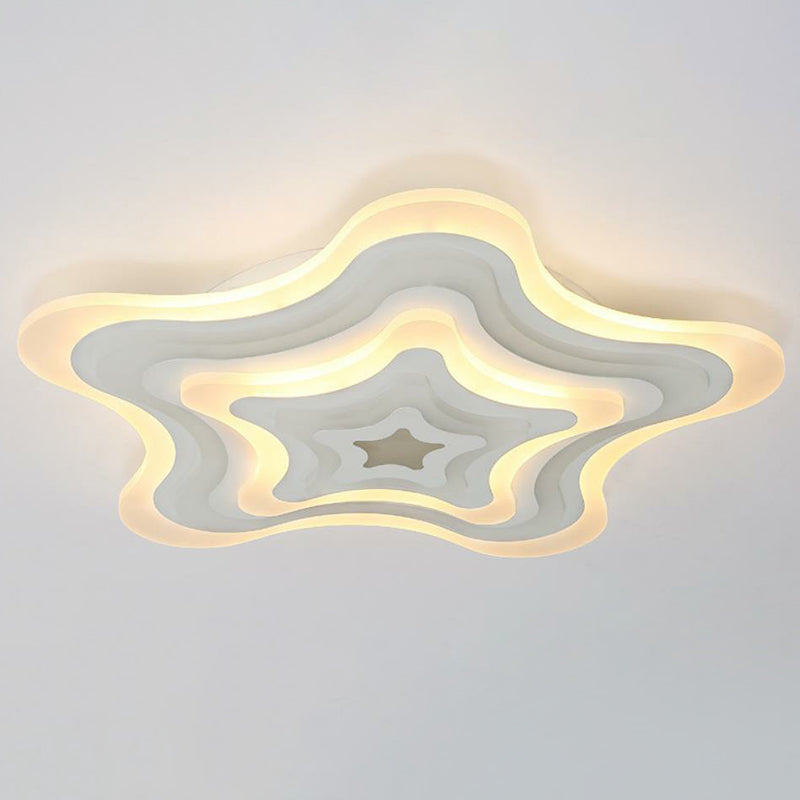 Contemporary Ultra-Thin Starfish Acrylic Led Flush Mount Light White Flushmount Ceiling Fixture For