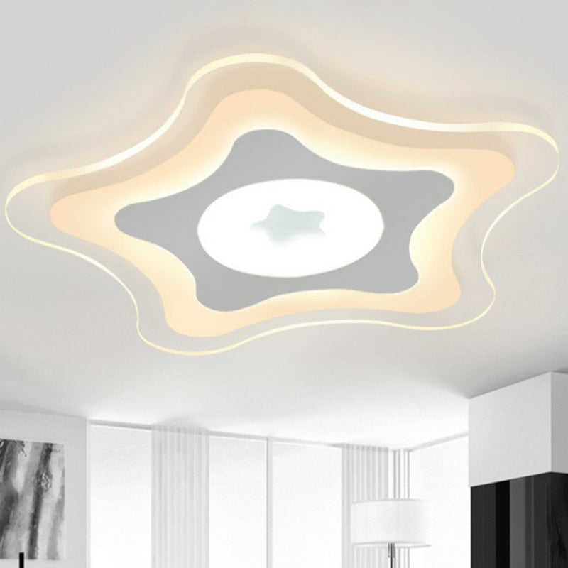 Contemporary Clear Starfish Led Flush Ceiling Light For Kids Bedroom / 8 Warm