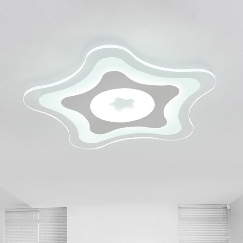 Contemporary Clear Starfish Led Flush Ceiling Light For Kids Bedroom / 8 Third Gear