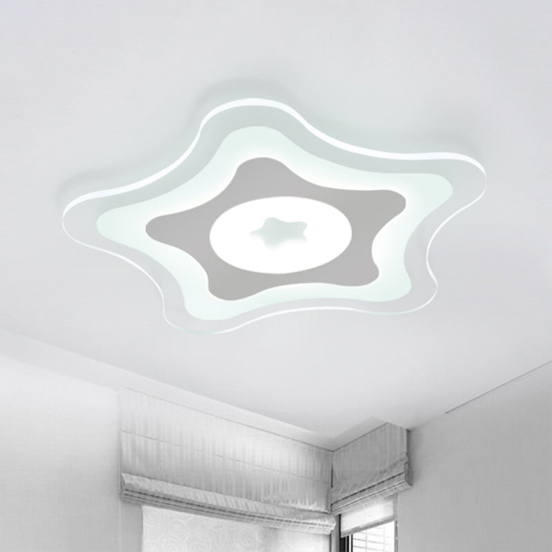 Contemporary Clear Starfish Led Flush Ceiling Light For Kids Bedroom