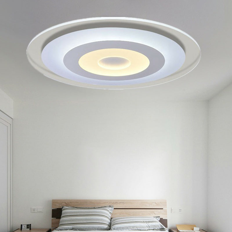 Minimalist White Acrylic Led Flush Mount Ceiling Light With Extra-Thin Round Design / 16.5 Inner