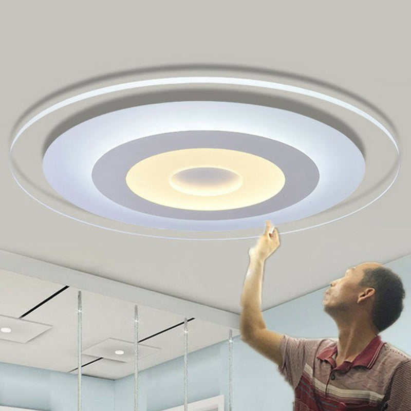 Simplicity Acrylic White Led Flush Mount Ceiling Light - Extra-Thin Round Design Easy To Install