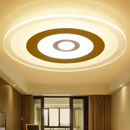 Simplicity Acrylic White Led Flush Mount Ceiling Light - Extra-Thin Round Design Easy To Install /