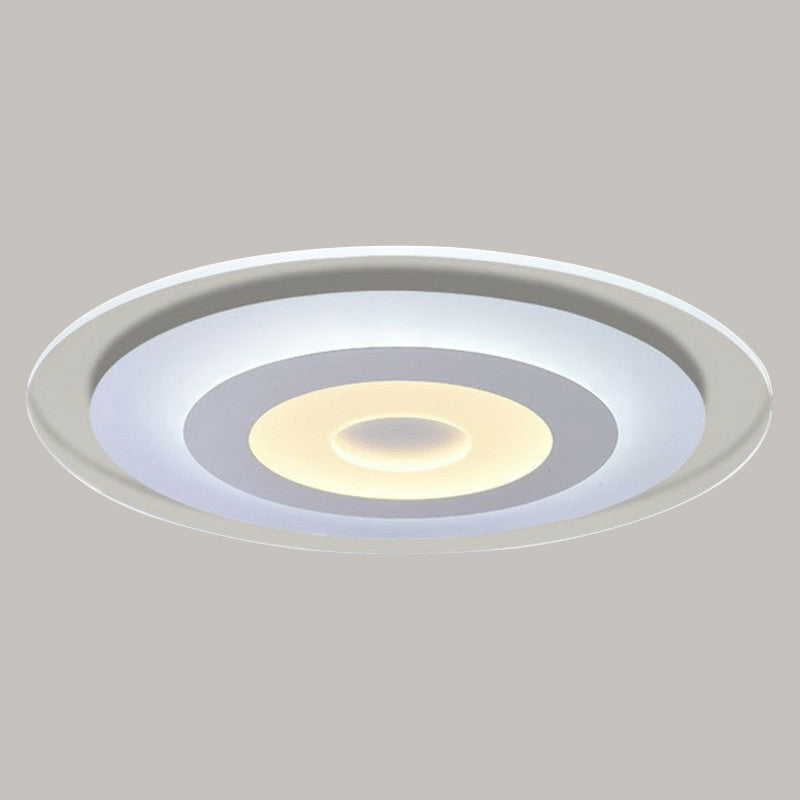 Simplicity Acrylic White Led Flush Mount Ceiling Light - Extra-Thin Round Design Easy To Install