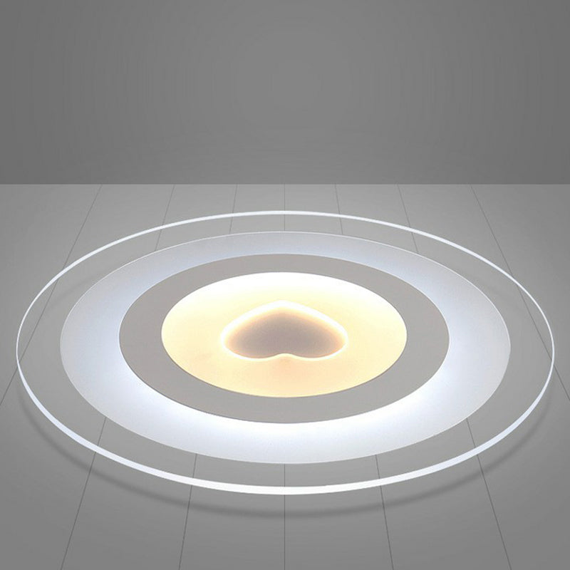 Clear Acrylic Led Flush Mount Fixture For Ultra-Thin Living Room Lighting / 16.5 Inner Warm Outer