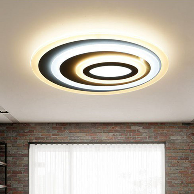 Modern Oval Led Flush Mount Ceiling Light In White Acrylic For Bedrooms / 15.5 2 Color