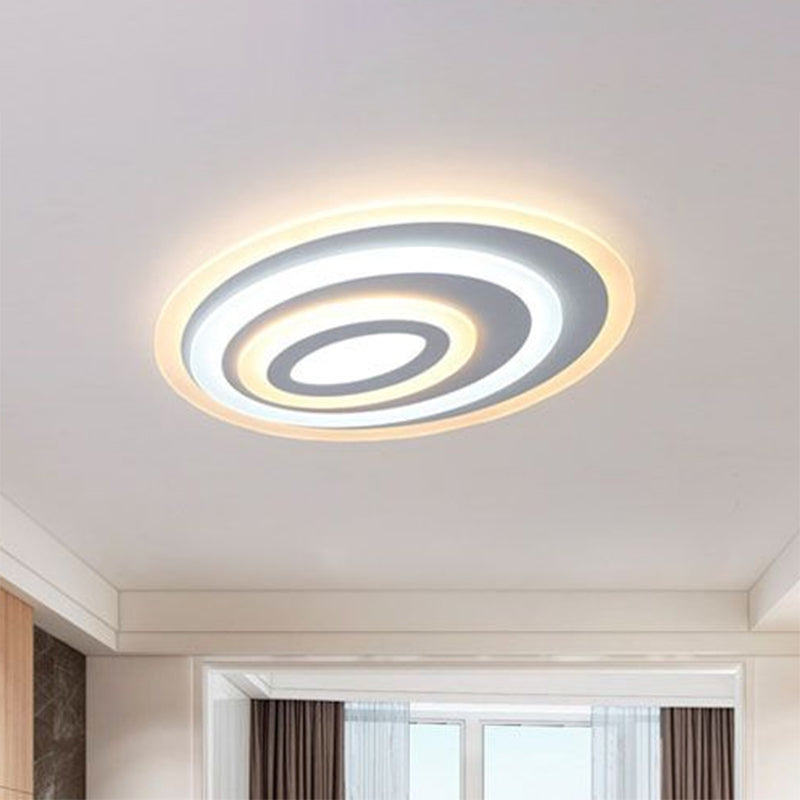 Modern Oval Led Flush Mount Ceiling Light In White Acrylic For Bedrooms