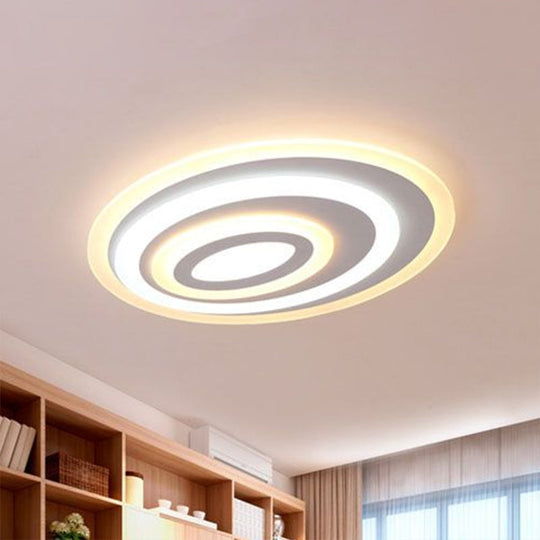 Modern White Acrylic Oval Led Flush Mount Ceiling Light For Bedrooms
