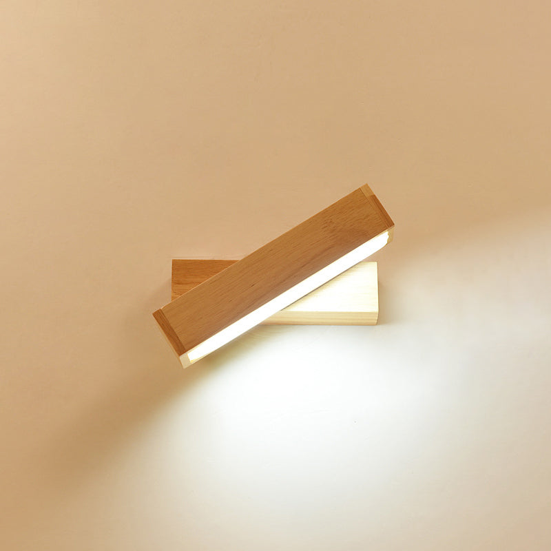 Contemporary Wood Wall Sconce With Acrylic Shade - Single-Bulb Lighting For Corridors
