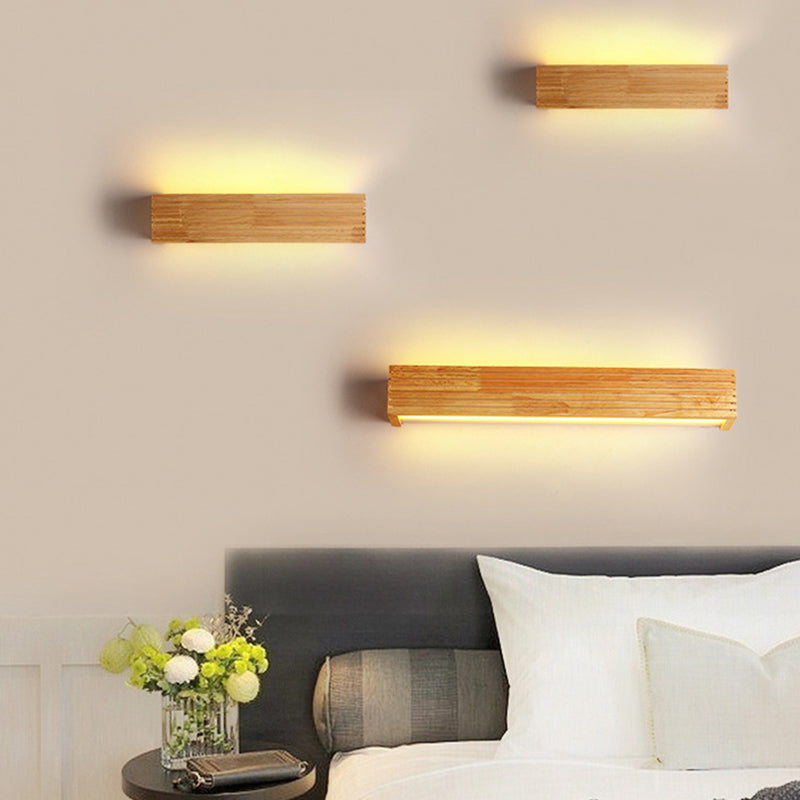 Minimalist Wood Wall Sconce Light With Led Vanity And Acrylic Shade For Bathroom / 18 White