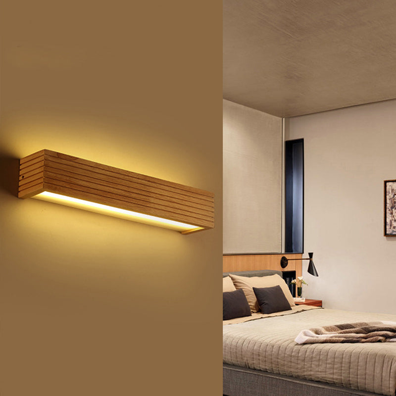 Minimalist Wood Wall Sconce Light With Led Vanity And Acrylic Shade For Bathroom