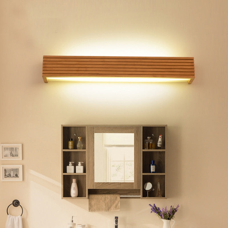Minimalist Wood Wall Sconce Light With Led Vanity And Acrylic Shade For Bathroom