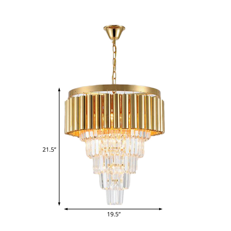 Modern Conical Chandelier Light With Crystal And Metal Accents - 5/8/10 Lights Ceiling Fixture In