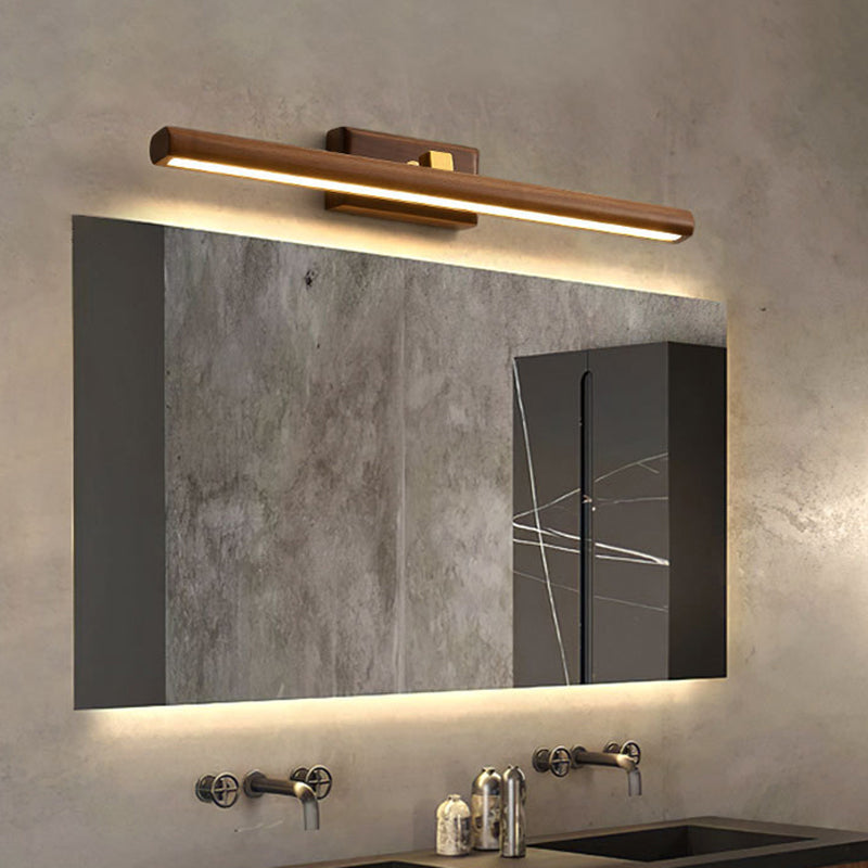 Dark Wood Nordic Linear Wall Sconce Bathroom Led Light With Acrylic Shade