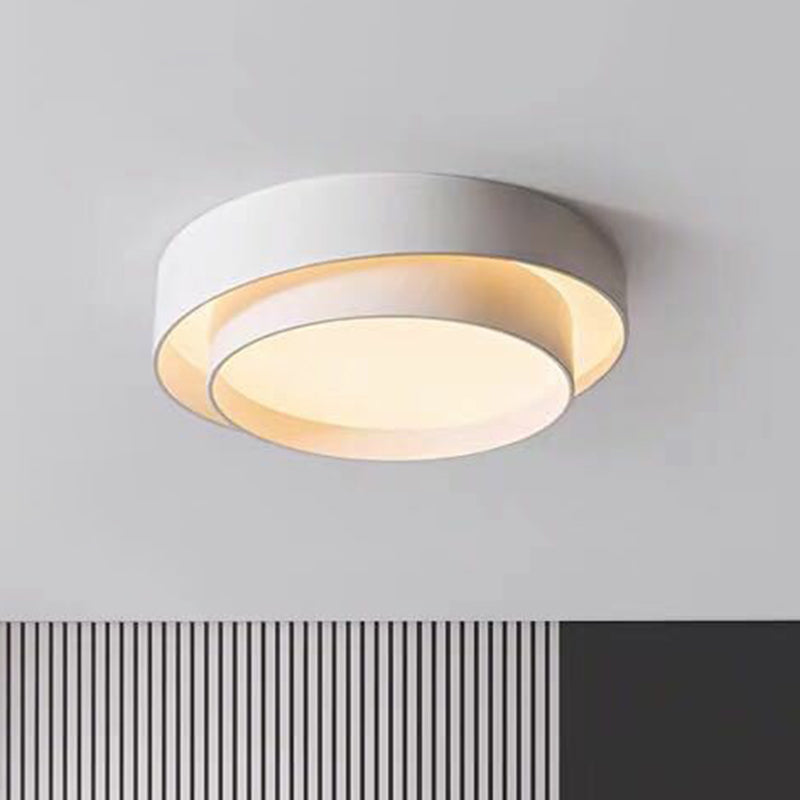 Contemporary Led White Bedroom Ceiling Light - Circular Acrylic Flush Mount / 15.5 Warm