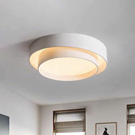 Contemporary Led White Bedroom Ceiling Light - Circular Acrylic Flush Mount / 15.5 Third Gear