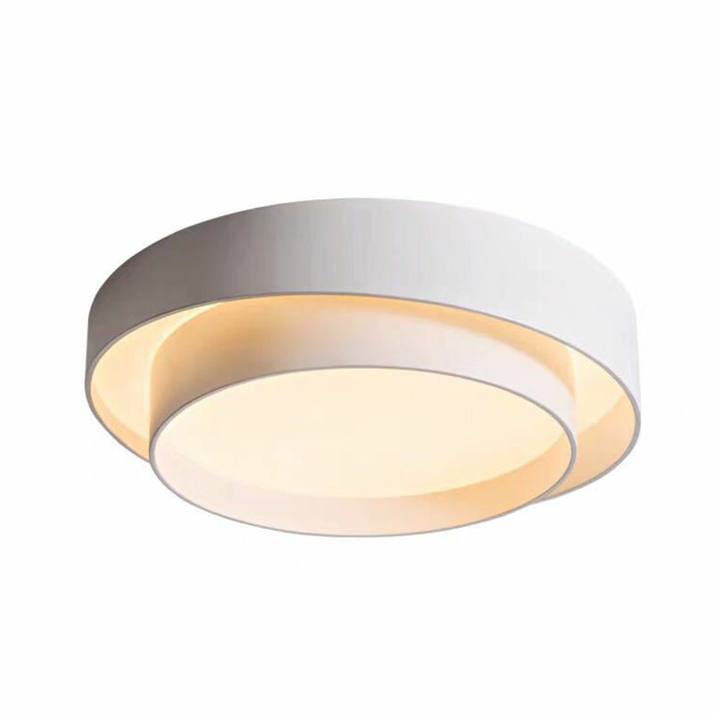 Contemporary Led White Bedroom Ceiling Light - Circular Acrylic Flush Mount / 15.5 Remote Control