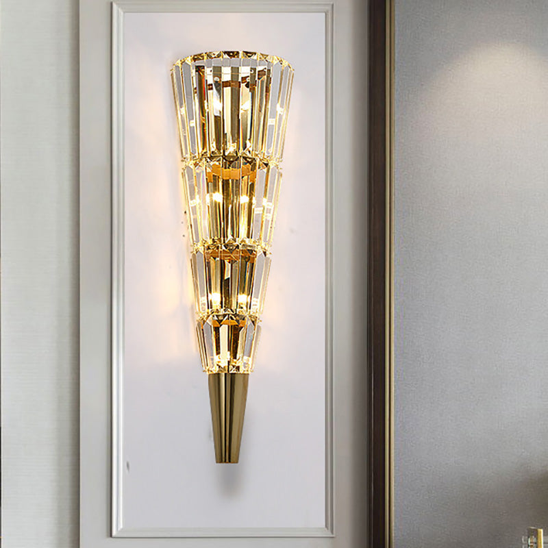 Vintage Style Crystal Wall Sconce - Layered Mount Lighting With 6/8 Clear Lights Ideal For Living