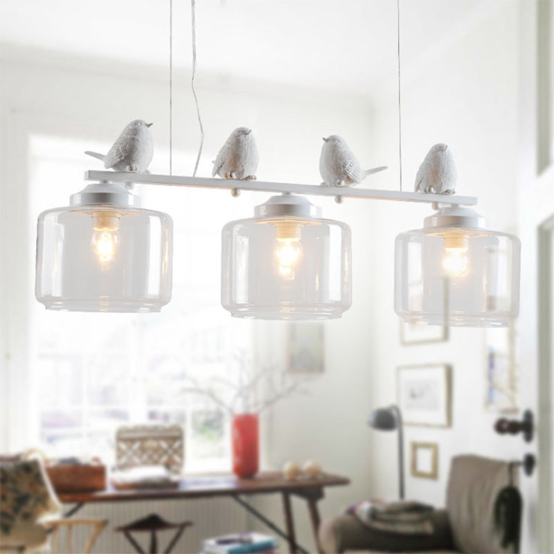 Traditional Clear Glass Pendant With 3 Lights - Ideal For Dining Room Or Kitchen Island Décor White