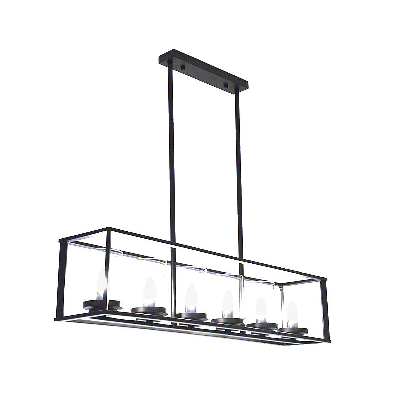 Classic Black Island Pendant Lights For Dining Room With Clear Glass Shade (5/6 Lights)