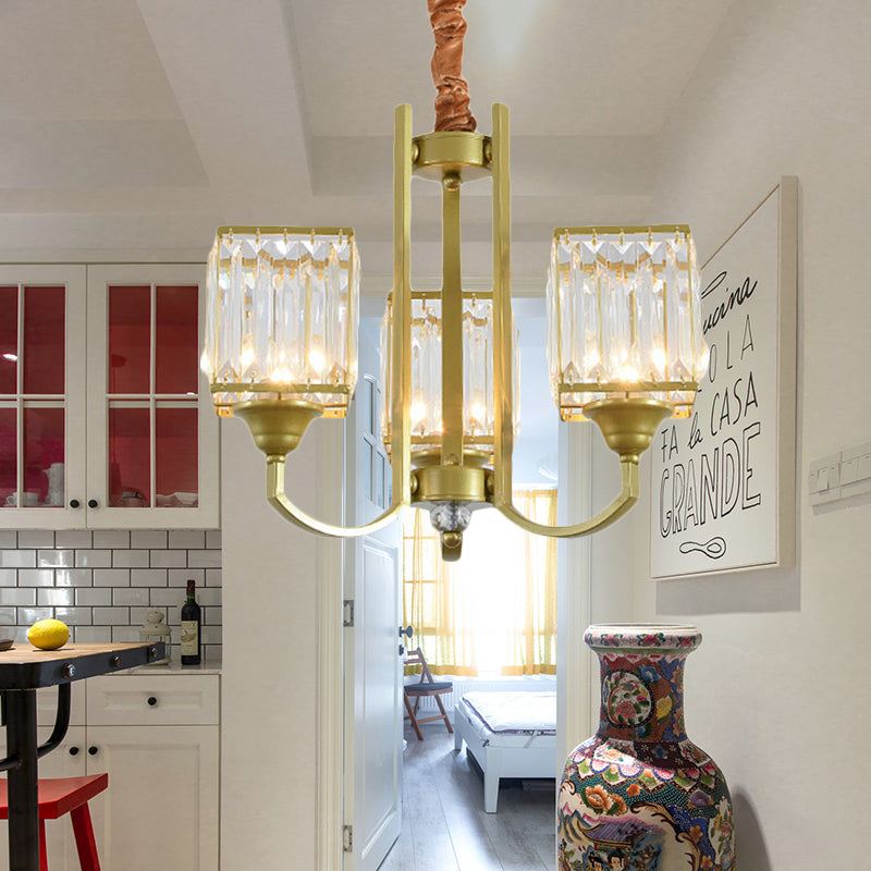 Minimalist Crystal Sputnik Chandelier Pendant Light - Gold Finish (3/6/8 Lights) For Living Room