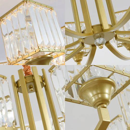 Minimalist Crystal Sputnik Chandelier Pendant Light - Gold Finish (3/6/8 Lights) For Living Room