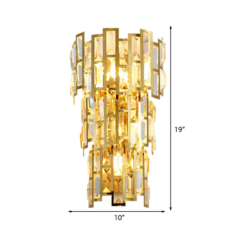 Vintage-Style Crystal Tiered Wall Sconce: Gold Finish 3/5 Lights Living Room Lamp