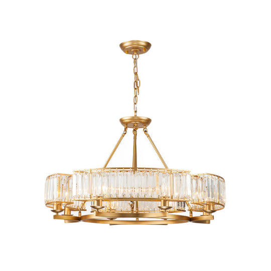 Contemporary Crystal Chandelier With Adjustable Chain - 6/8 Bulbs Round Hanging Light In Gold