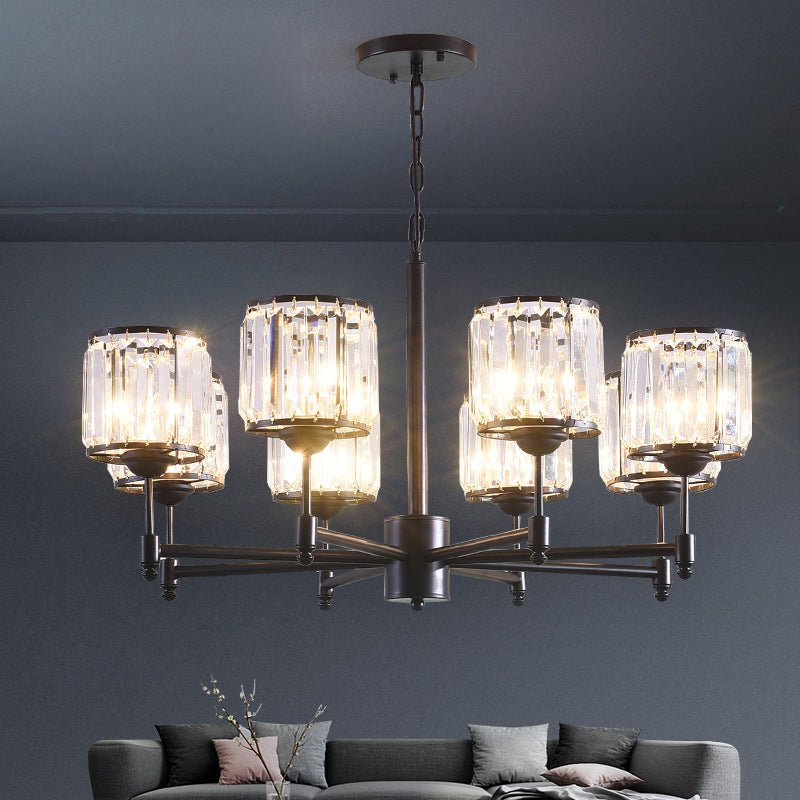 Contemporary Crystal Hanging Light In Black With 3/6/8-Light Radial Design For Bedroom 8 /