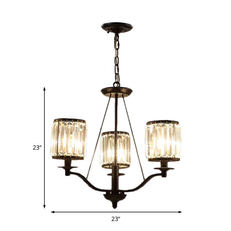 Modern Black Crystal Chandelier Lamp - 3/6/8 Lights Living Room Hanging Light Kit