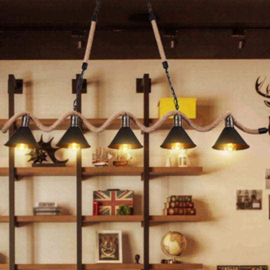 Hemp Rope Chandelier Pendant Light With Vintage Flair - Flaxen Restaurant Hanging