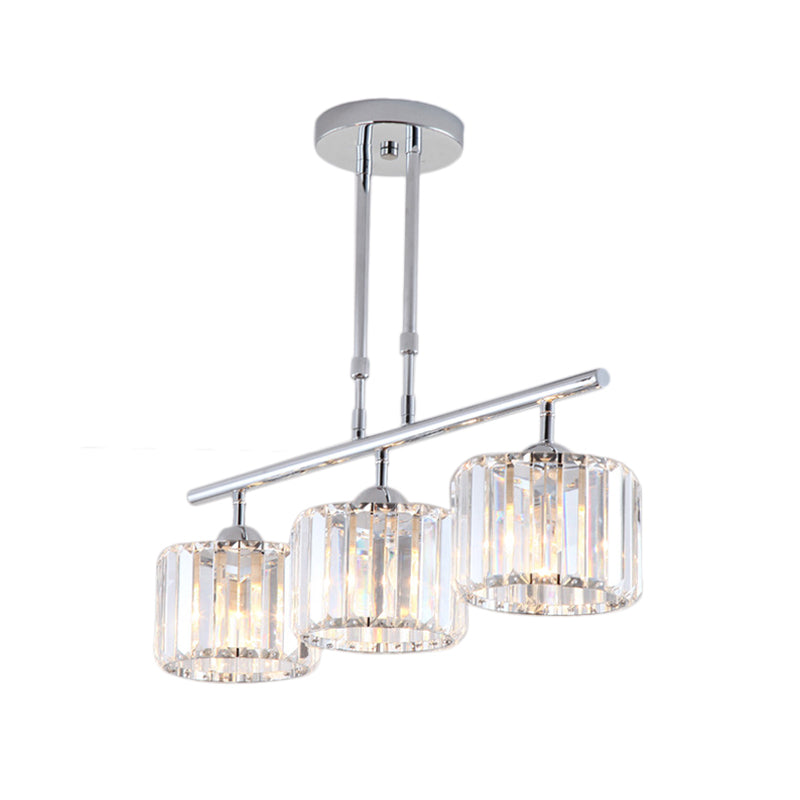 Contemporary Crystal Chrome Drum Chandelier Light With 3/4 Pendant Bulbs - Perfect For Bedroom