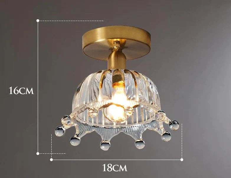 Nordic Creative Corridor Balcony Crown Copper Ceiling Lamp / No Light Source