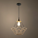 Rustic Hemp Rope Pendant Light Fixture - Brown 1 Bulb Hanging / C