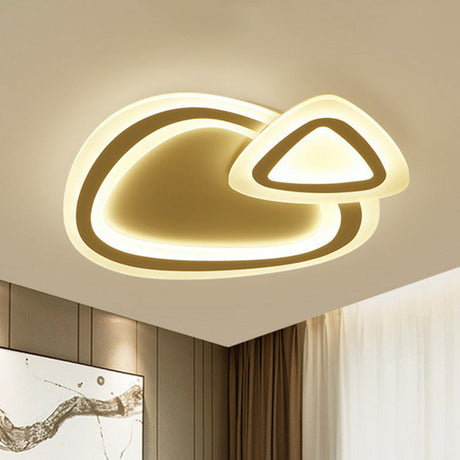 Minimalist White Led Flush Mount Fixture - Ultra-Thin Acrylic Lighting For Kids Bedroom / Triangle