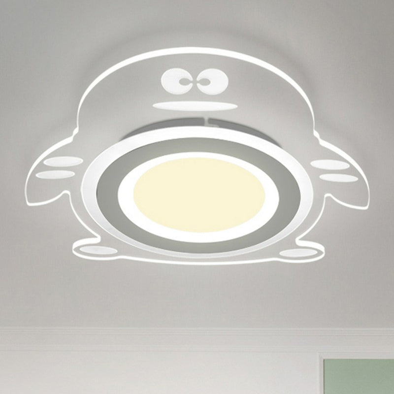 Penguin Led Flush Mount Ceiling Light For Bedrooms Clear / Inner Warm Outer White