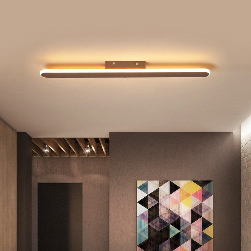 Modern Linear Metallic Led Flush Mount Ceiling Light For Corridor