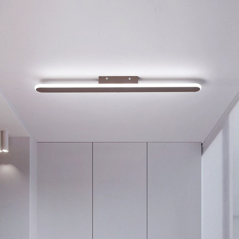Modern Linear Metallic Led Flush Mount Ceiling Light For Corridor Coffee / Small White