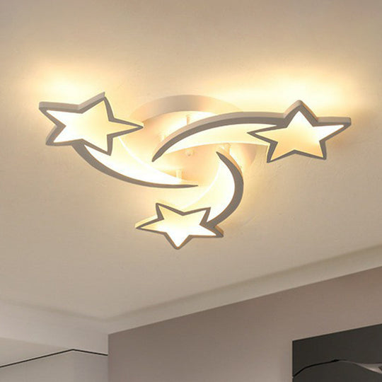 Minimalist Led Ceiling Light With Swirling Star Design For Living Room 3 / White Warm