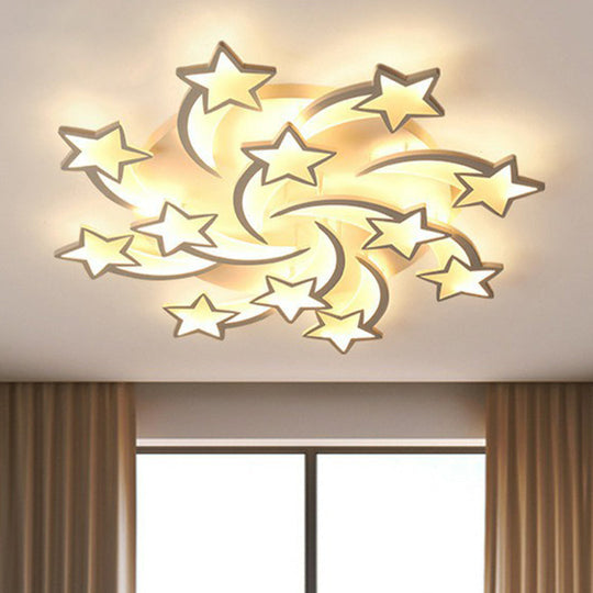 Minimalist Led Ceiling Light With Swirling Star Design For Living Room 12 / White Warm