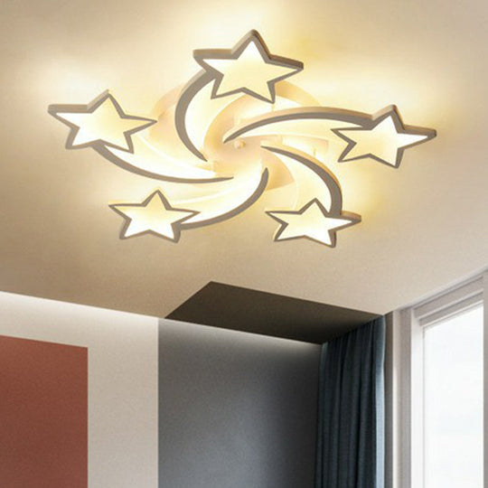 Minimalist Led Ceiling Light With Swirling Star Design For Living Room 5 / White Warm