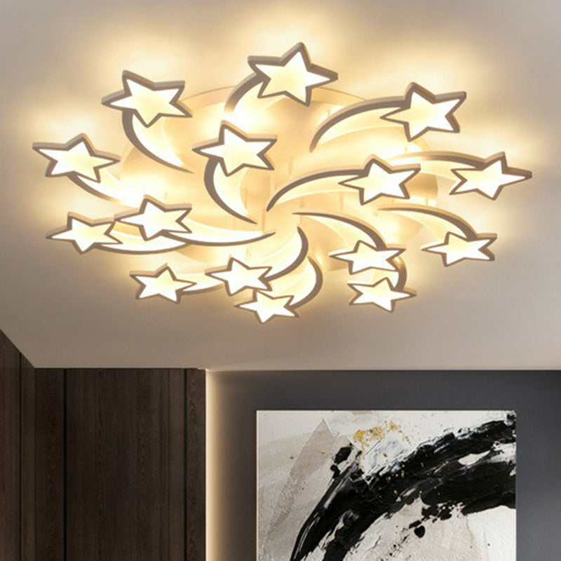 Minimalist Led Ceiling Light With Swirling Star Design For Living Room 15 / White Warm