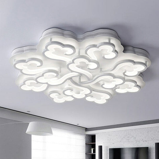 Modern White Auspicious Cloud Led Semi Flush Acrylic Ceiling Light For Living Room 12 / Warm
