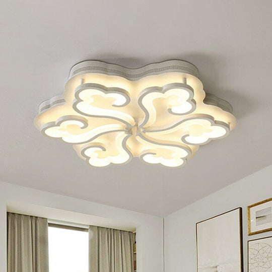 Modern White Auspicious Cloud Led Semi Flush Acrylic Ceiling Light For Living Room 6 / Warm