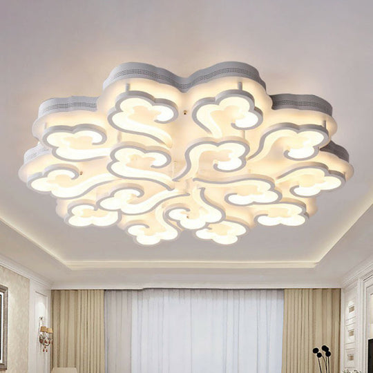 Modern White Auspicious Cloud Led Semi Flush Acrylic Ceiling Light For Living Room 15 / Warm